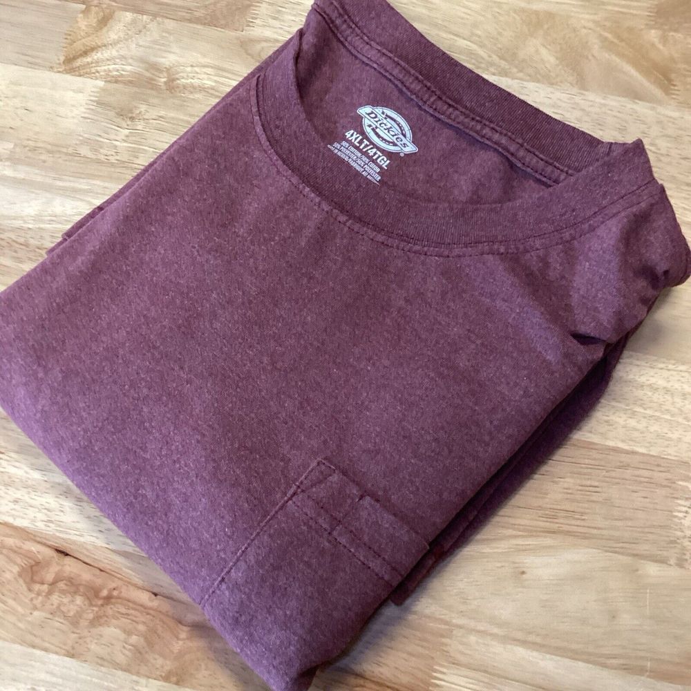 EUC Mens Big And Tall Dickies Long Sleeves Pocket Tshirt‎ - Maroon- 4XLT
